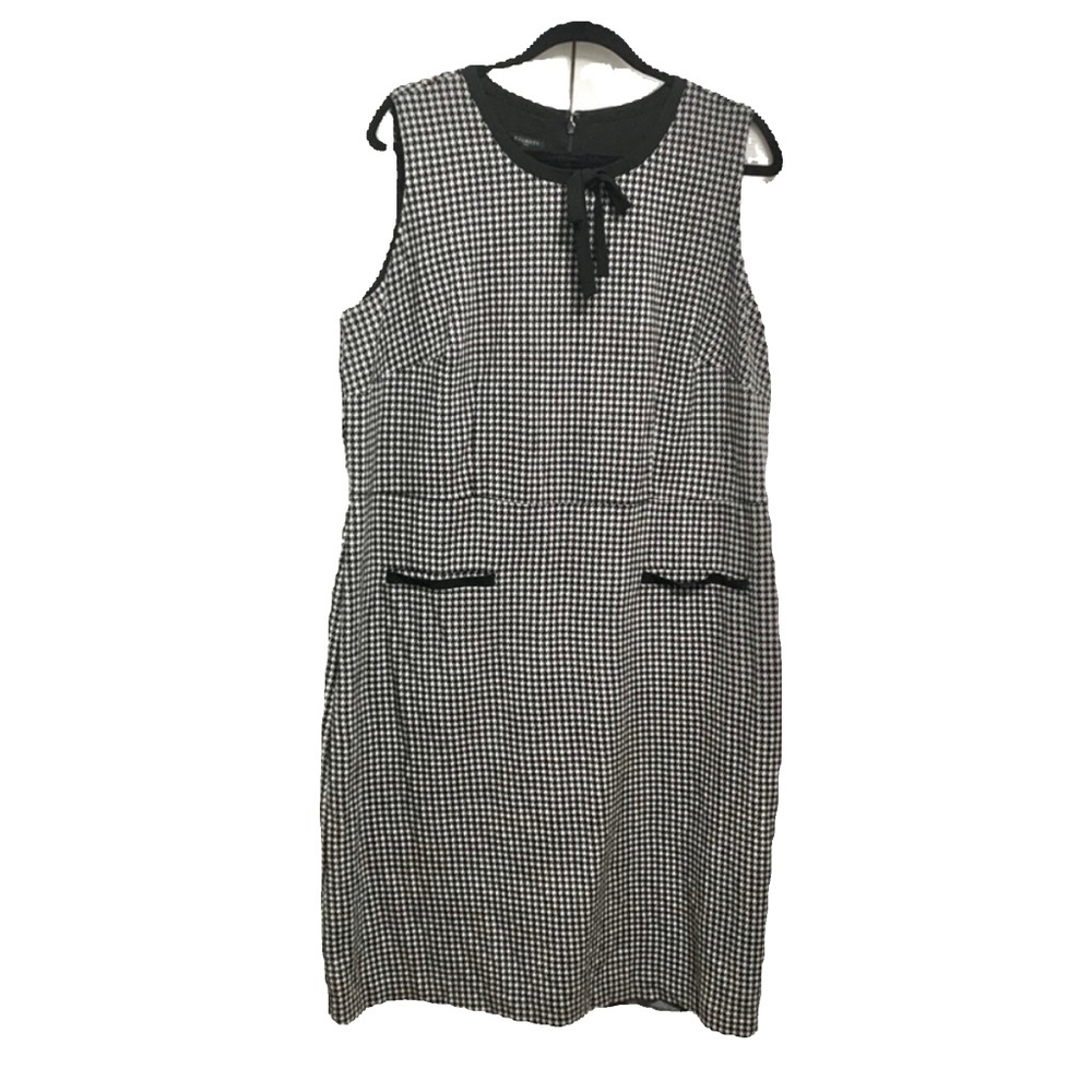 Talbots Houndstooth Ponte Bow Midi Dress 14W